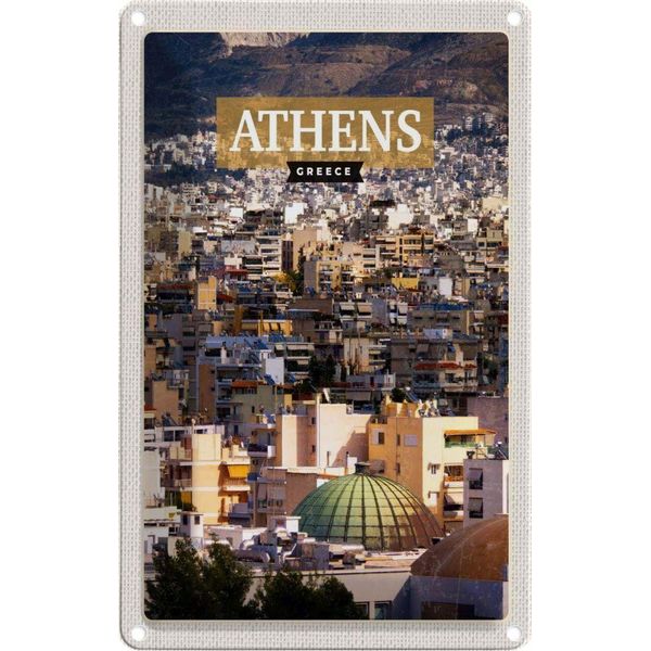 Vianmo Insegna Di Latta 30X20 Cm Athens Greece Blick Auf Die Stadt-image