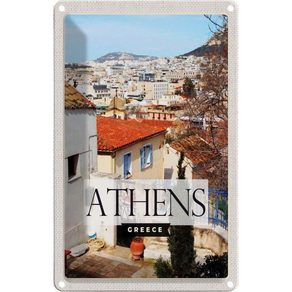 Vianmo Insegna Di Latta 30X20 Cm Athens Greece Stadt Reiseziel-image