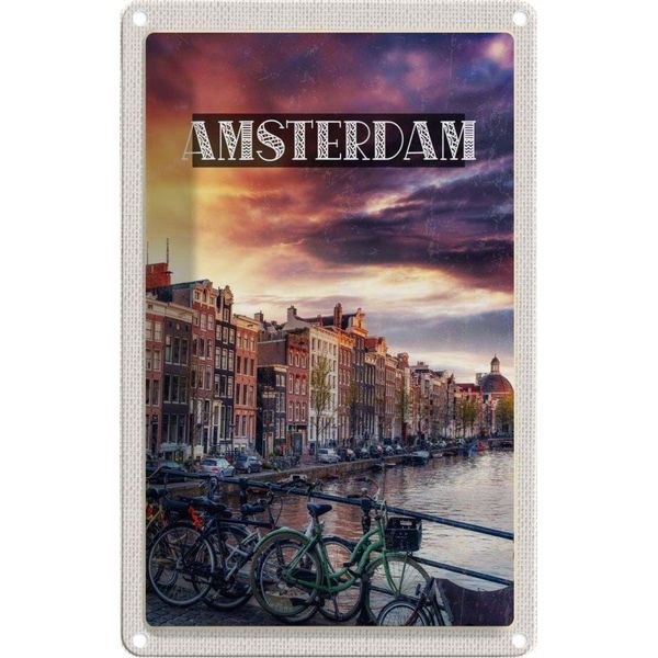 Vianmo Insegna Di Latta 18X12 Cm Amsterdam Sonnenuntergang-image