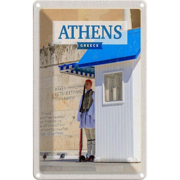 Vianmo Insegna Di Latta 30X20 Cm Athens Greece Evzone Wache-image