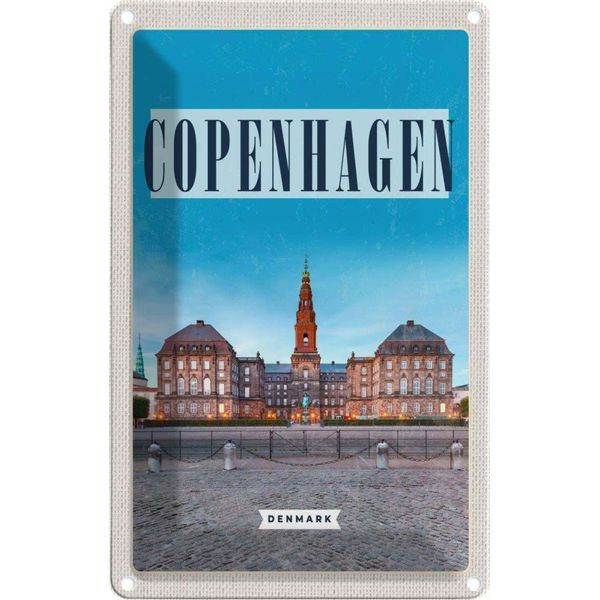 Vianmo Insegna Di Latta 18X12 Cm Retro Copenhagen Denmark Schloss-image