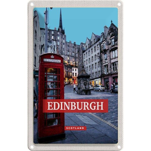 Vianmo Insegna Di Latta 30X20 Cm Edinburgh Scotland Telephone Rot-image