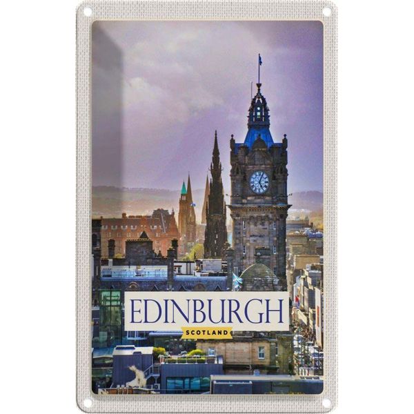 Vianmo Insegna Di Latta 30X20 Cm Edinburgh Scotland Uhrturm-image