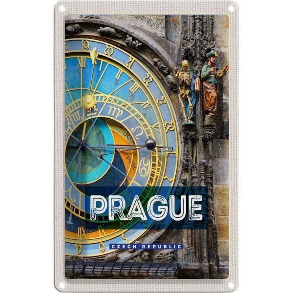 Vianmo Insegna Di Latta 30X20 Cm Prague Rathausuhr Tschechien-image