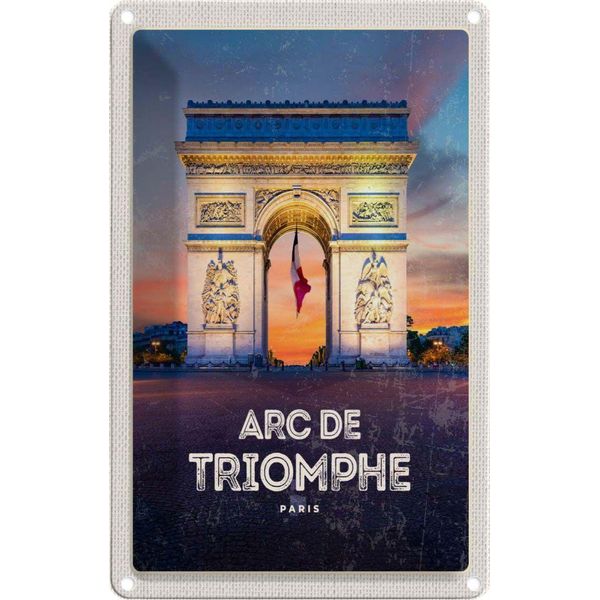Vianmo Insegna Di Latta 18X12 Cm Arc De Triomphe Paris Denkmal Geschenk-image