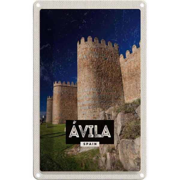Vianmo Insegna Di Latta 18X12 Cm Avila Spain Mittelalter Turm Geschenk-image