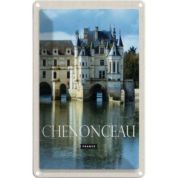 Vianmo Insegna Di Latta 30X20 Cm Retro Chenonceau France Schloss-image