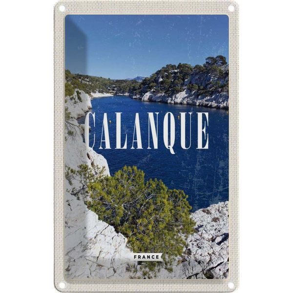 Vianmo Insegna Di Latta 30X20 Cm Retro Calanque France Meer Berge Natur-image