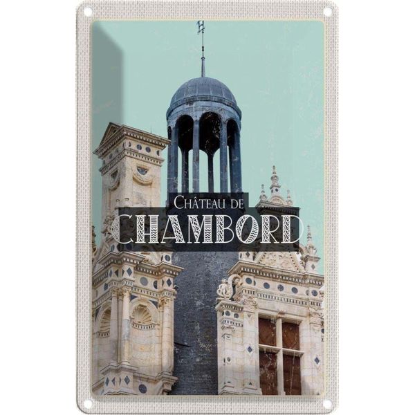 Vianmo Insegna Di Latta 30X20 Cm Retro ChâTeau De Chambord Schloss-image