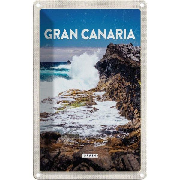 Vianmo Insegna Di Latta 30X20 Cm Gran Canaria Spain Meer Berge-image