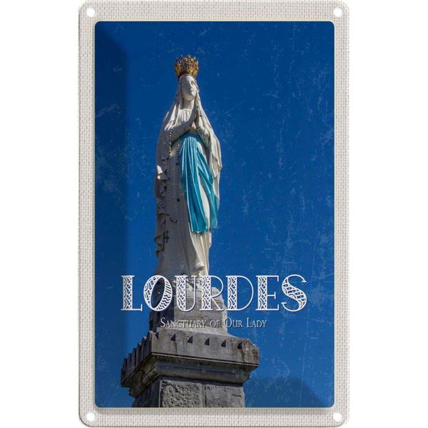 Vianmo Insegna Di Latta 30X20 Cm Heiligtum Frau Von Lourdes Kirche-image