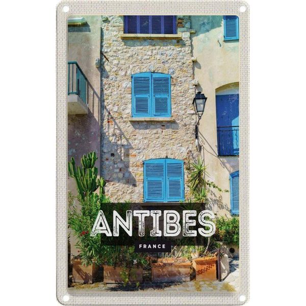 Vianmo Insegna Di Latta 18X12 Cm Antibes France Altstadt Reiseziel-image