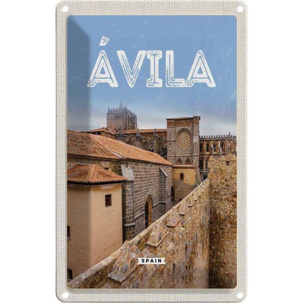 Vianmo Insegna Di Latta 30X20 Cm Avila Spain Mittelalter Stadtmauer-image