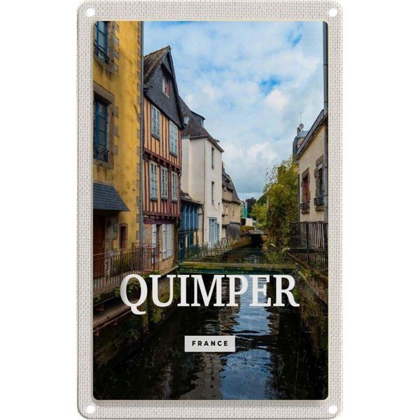 Vianmo Insegna Di Latta 30X20 Cm Quimper France Altstadt Fluss-image
