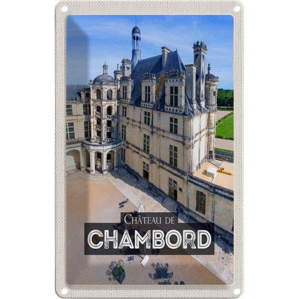 Vianmo Insegna Di Latta 18X12 Cm ChâTeau De Chambord Schloss Geschenk-image