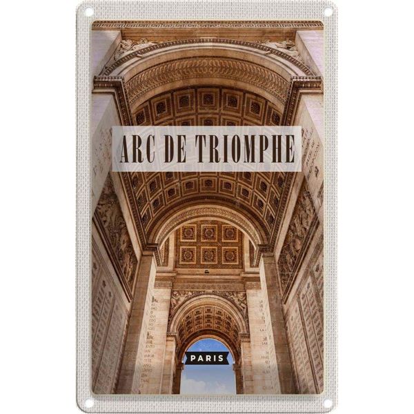 Vianmo Insegna Di Latta 18X12 Cm Arc De Triomphe Paris Reiseziel-image
