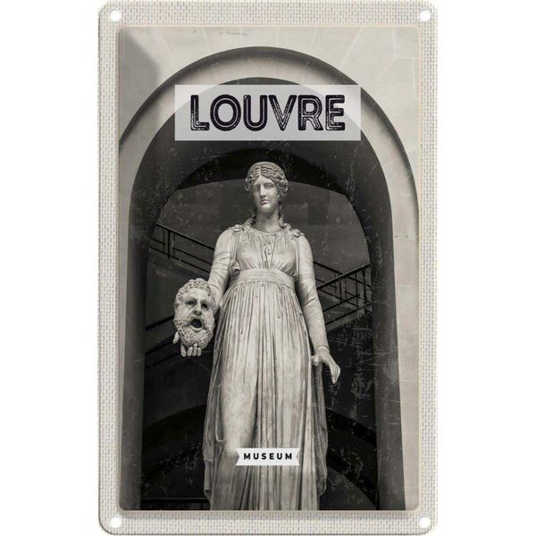 Vianmo Insegna Di Latta 18X12 Cm Louvre Museum Reiseziel Tourism Retro-image