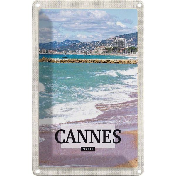 Vianmo Insegna Di Latta 30X20 Cm Cannes France Meer Strand-image
