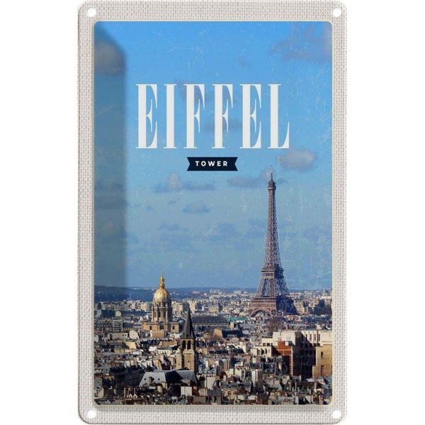 Vianmo Insegna Di Latta 30X20 Cm Eiffel Tower Panorama Bild Reiseziel-image