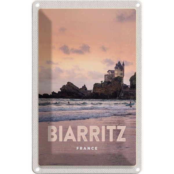 Vianmo Insegna Di Latta 18X12 Cm Biarritz France Sonnenuntergang-image