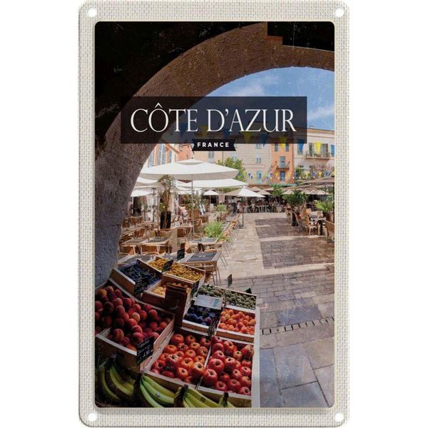 Vianmo Insegna Di Latta 30X20 Cm Cote D'azur France Obstmarkt Cafe-image