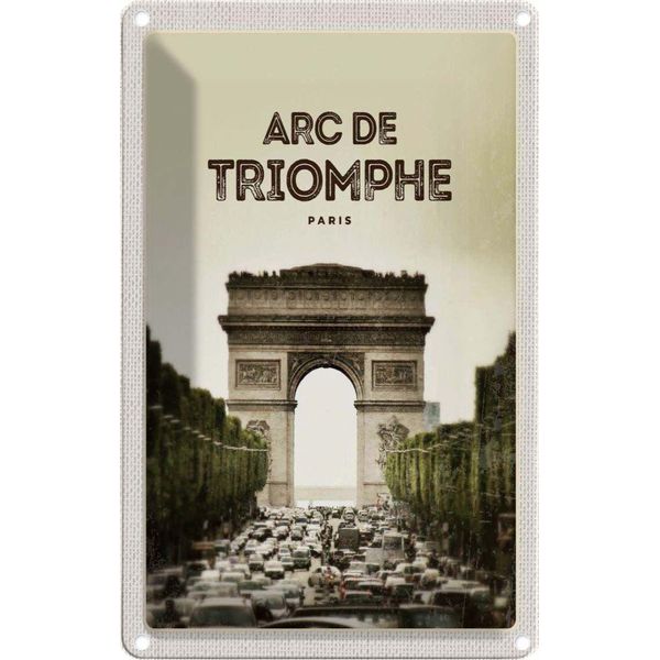 Vianmo Insegna Di Latta 30X20 Cm Arc De Triomphe Paris Retro Bild-image