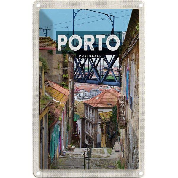 Vianmo Insegna Di Latta 30X20 Cm Porto Portugal Altstadt Bild-image