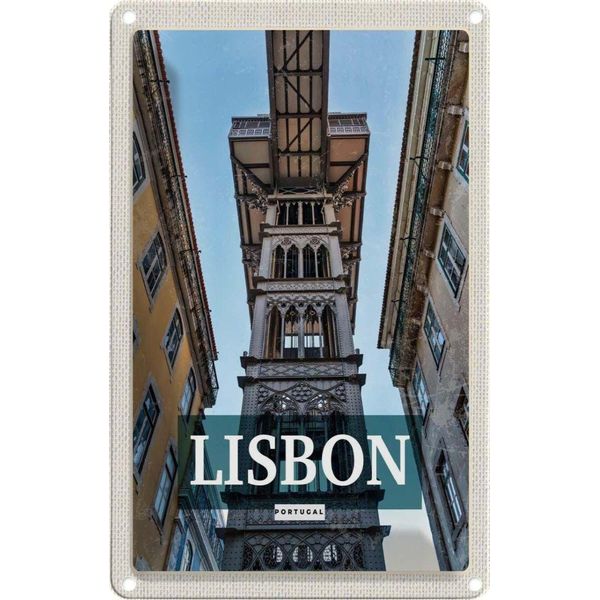 Vianmo Insegna Di Latta 30X20 Cm Lisbon Portugal Retro Tourismus-image