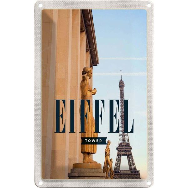 Vianmo Insegna Di Latta 18X12 Cm Eiffel Tower Skulpturen-image