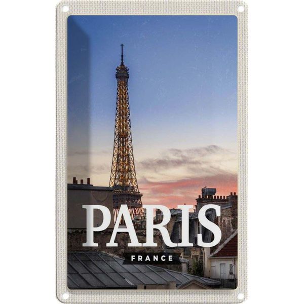 Vianmo Insegna Di Latta 30X20 Cm Paris France Sonnenuntergang-image