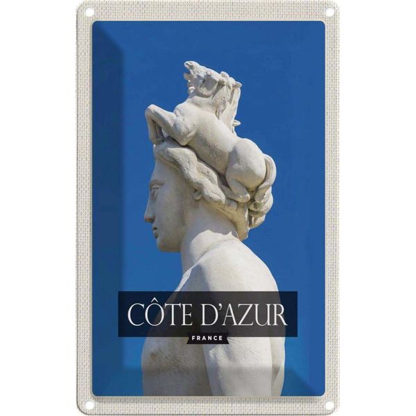 Vianmo Insegna Di Latta 30X20 Cm Cote D'azur Der Fontaine Du Soleil-image