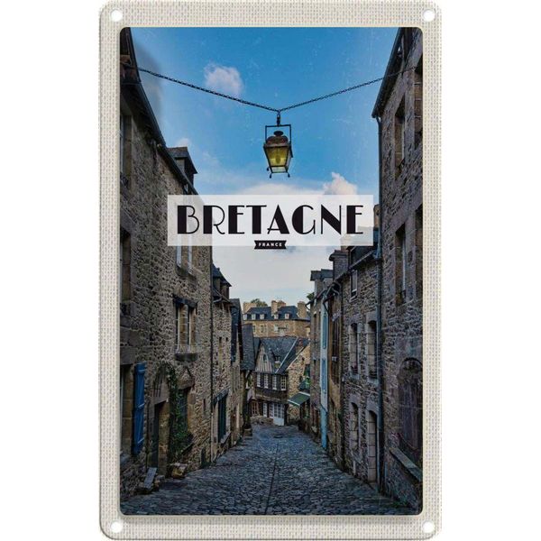 Vianmo Insegna Di Latta 18X12 Cm Bretagne France Altstadt Reiseziel-image