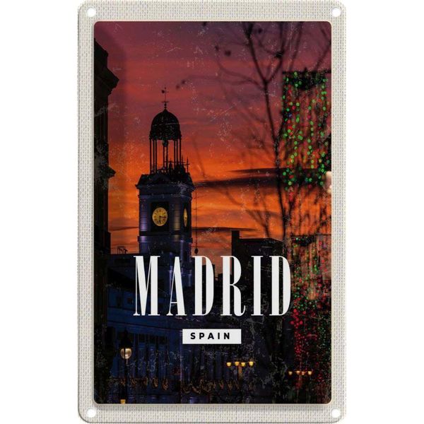 Vianmo Insegna Di Latta 30X20 Cm Madrid Spain Sonnenuntergang-image