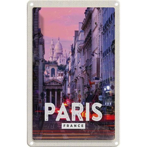 Vianmo Insegna Di Latta 30X20 Cm Paris Panorama Sonnenuntergang-image
