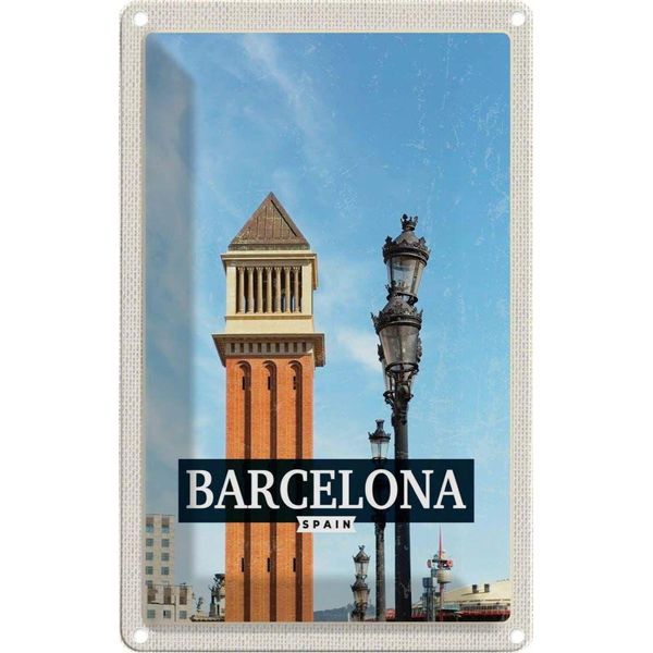 Vianmo Insegna Di Latta 30X20 Cm Barcelona Spanien Bild Tag Mosaik-image