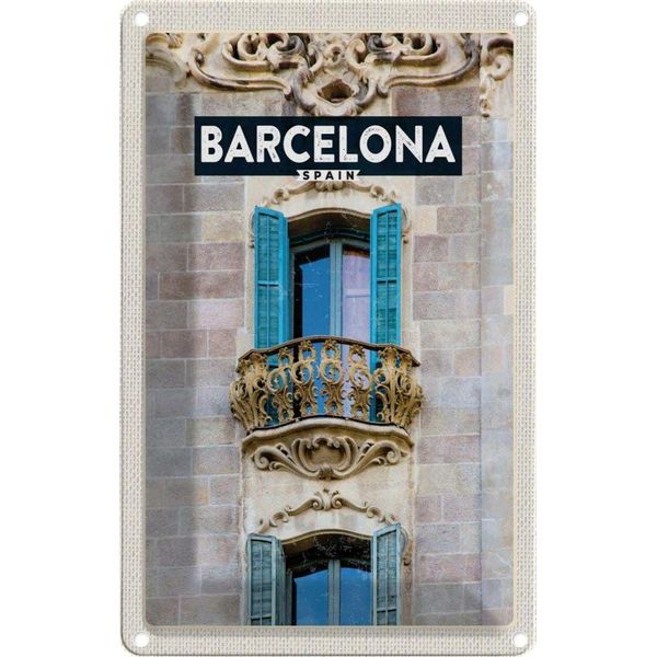 Vianmo Insegna Di Latta 18X12 Cm Barcelona Spanien Balkon Trip-image