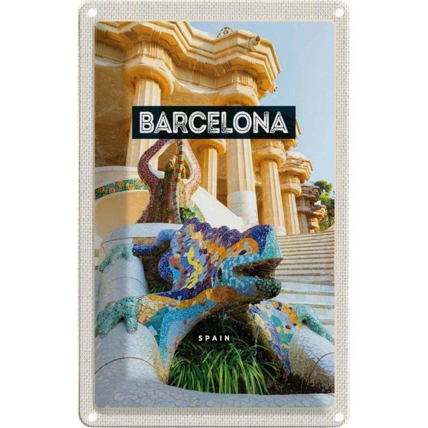 Vianmo Insegna Di Latta 18X12 Cm Barcelona Spanien Park Trip-image