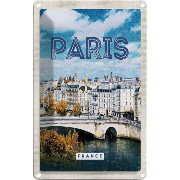 Vianmo Insegna Di Latta 18X12 Cm Paris Frankreich Trip Stadt Vintage-image