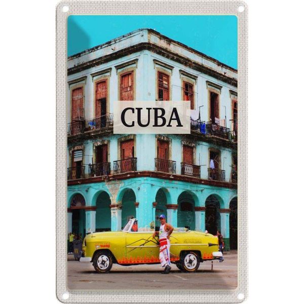 Vianmo Insegna Di Latta 30X20 Cm Cuba Karibik Oldtimer Haus-image