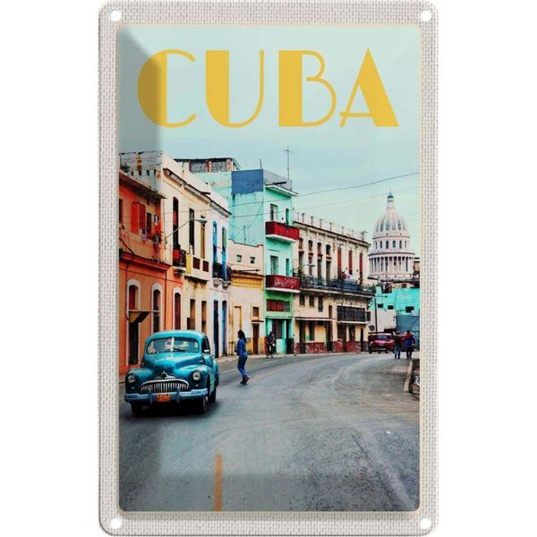 Vianmo Insegna Di Latta 30X20 Cm Cuba Karibik Stadtzentrum Stadt-image