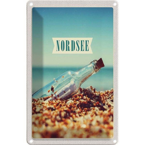 Vianmo Insegna Di Latta 30X20 Cm Nordsee Strand Meer Flaschenpost-image