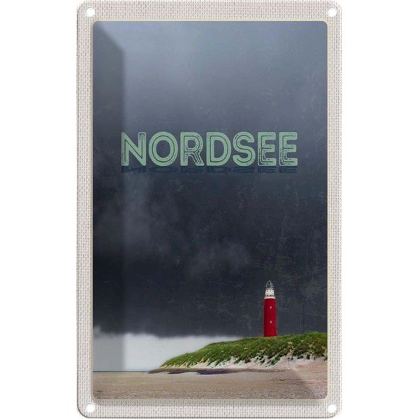 Vianmo Insegna Di Latta 18X12 Cm Nordsee Leuchtturm Gewitter-image