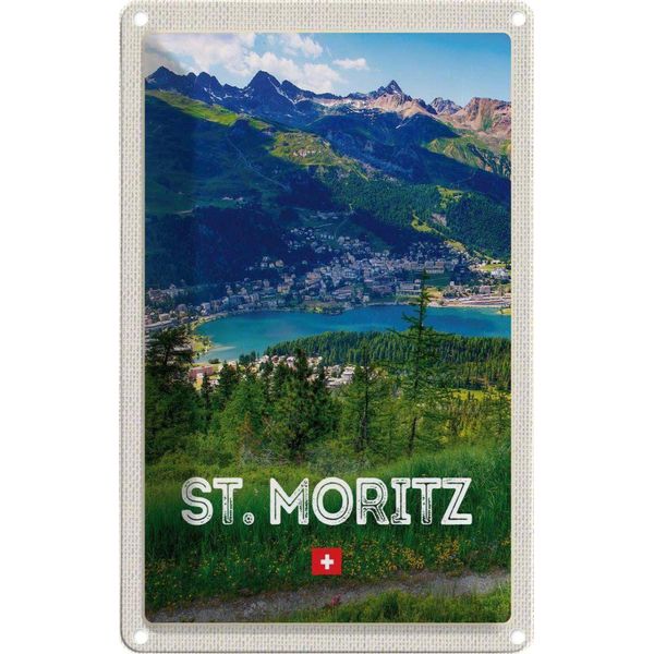 Vianmo Insegna Di Latta 18X12 Cm St. Moritz ÖSterreich Ausblich Reise-image