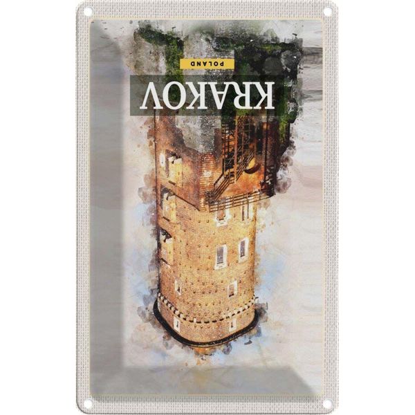 Vianmo Insegna Di Latta 18X12 Cm Krakow Turm GemäLde Trip Reiseziel-image