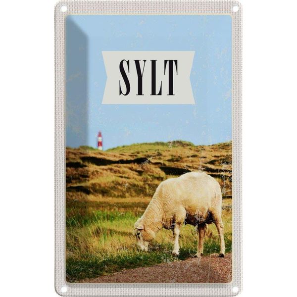 Vianmo Insegna Di Latta 30X20 Cm Sylt Stadt Urlaubsziel Wiese-image