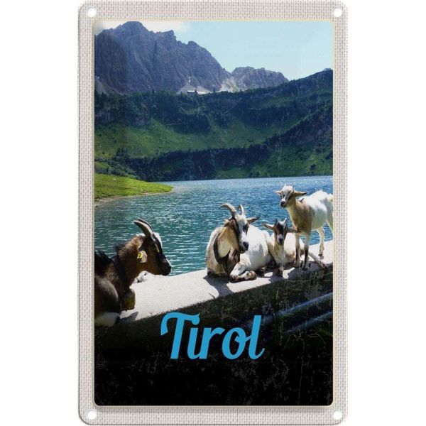 Vianmo Insegna Di Latta 30X20 Cm Tirol ÖSterreich Ziegen Wasser Natur-image