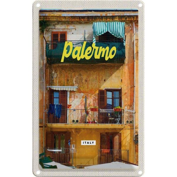 Vianmo Insegna Di Latta 30X20 Cm Palermo Italien GebäUde Urlaubsort-image