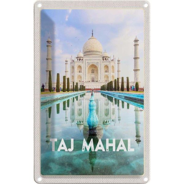 Vianmo Insegna Di Latta 18X12 Cm Indien Vordergarten Taj Mahal-image