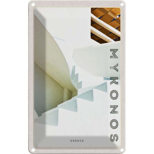 Vianmo Insegna Di Latta 30X20 Cm Mykonos Griechenland WeißE Treppen-image
