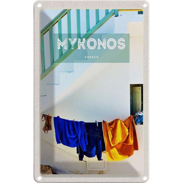 Vianmo Insegna Di Latta 30X20 Cm Griechenland Greece Mykonos GebäUde-image